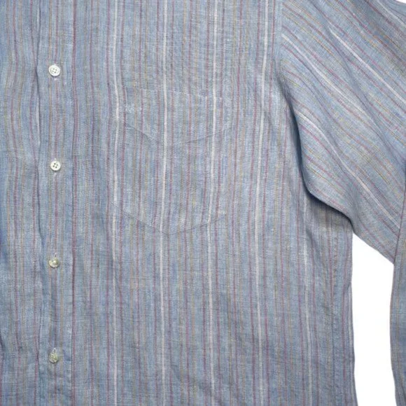 Paul & Shark Slate Blue Linen Button Front Shirt - Picture 5 of 14